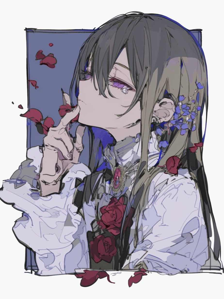 五本のバラとベゴニアの花を添えて