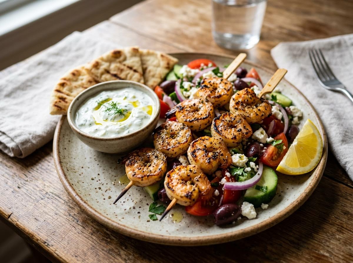 Air-Fried Shrimp Souvlaki