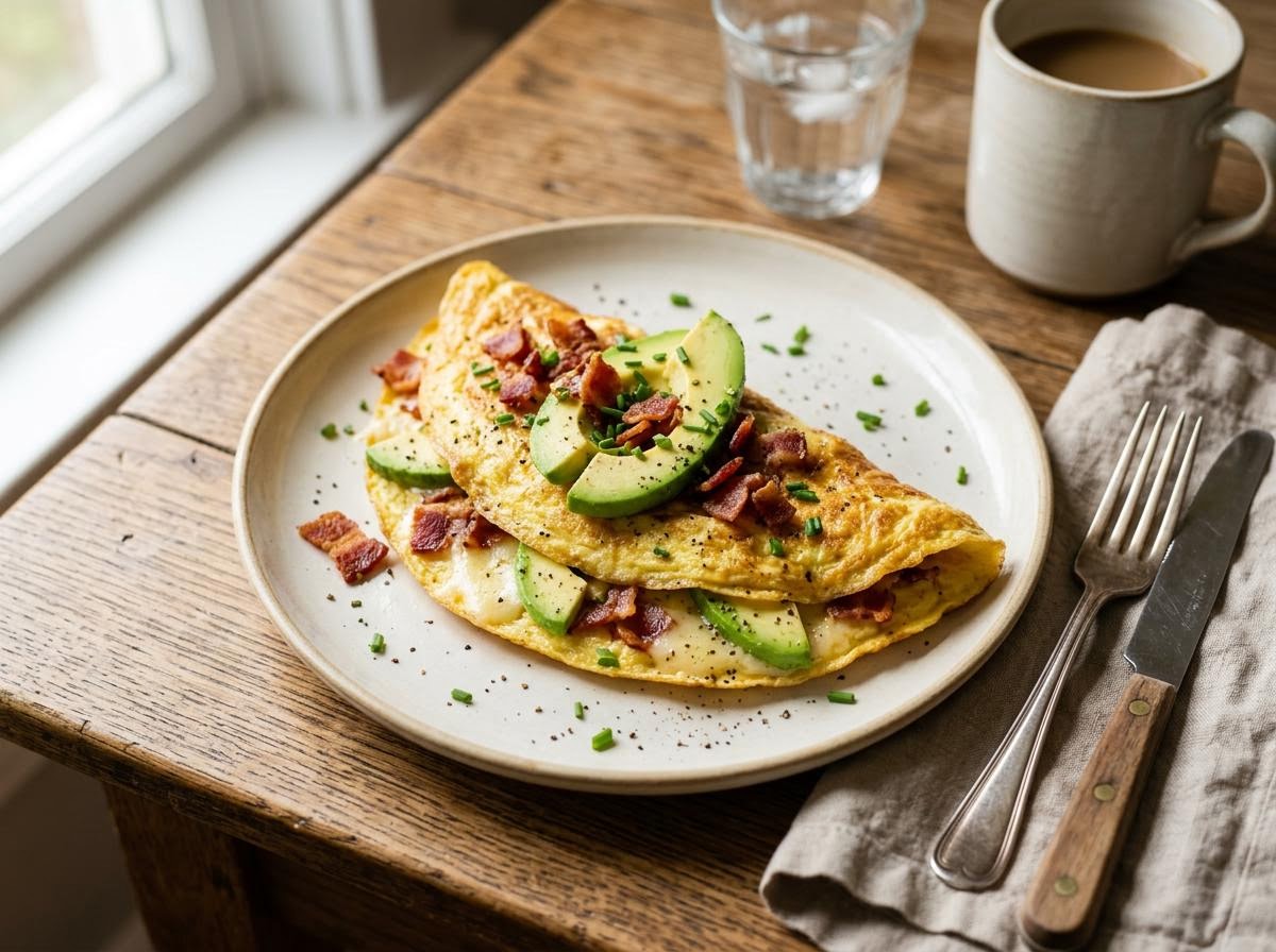 Avocado and Bacon Omelette