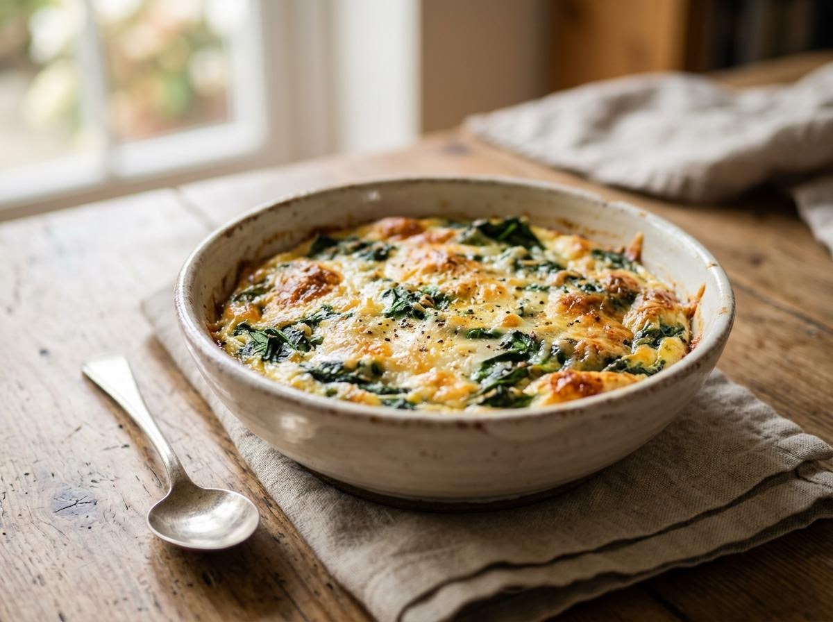 Cheese and Spinach Microwave Bake