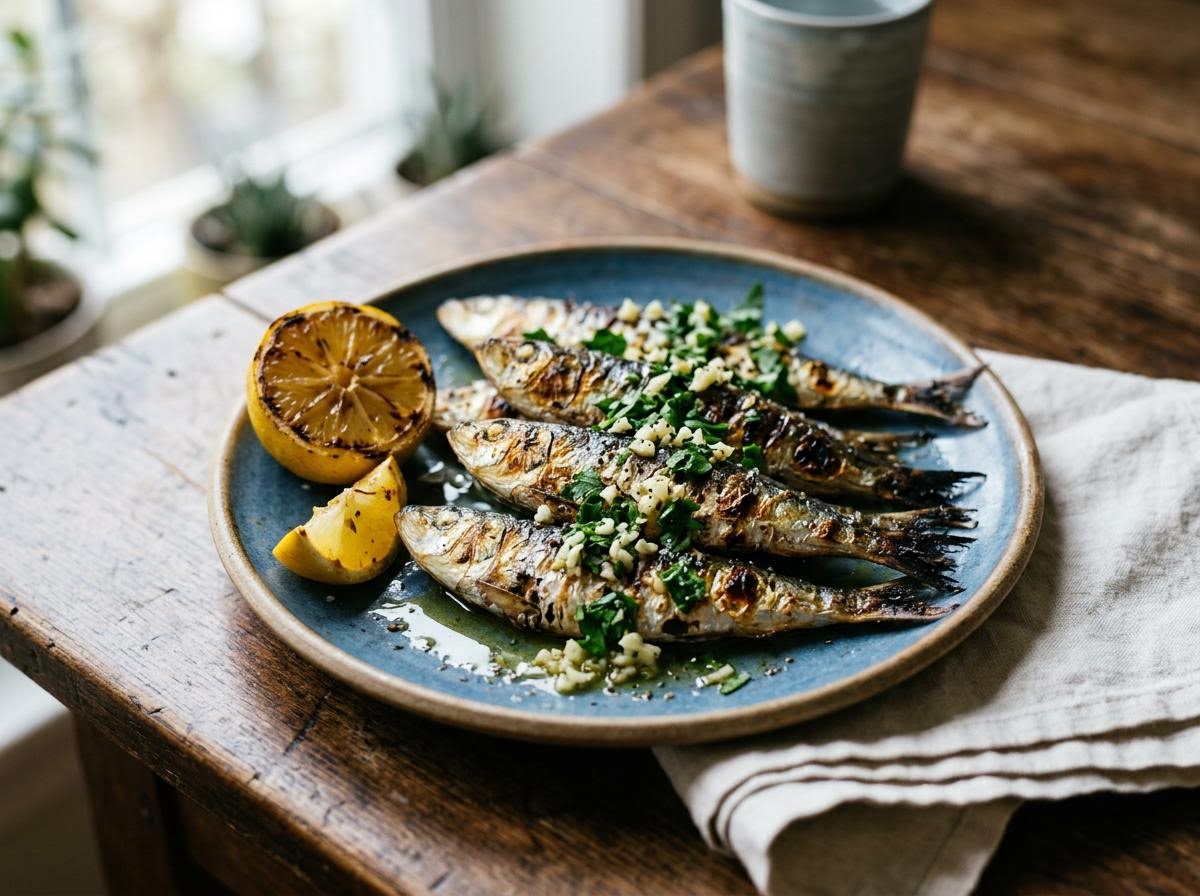 Grilled Sardines with Garlic and Lemon