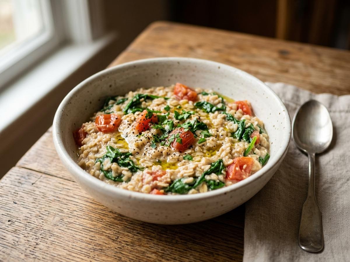Savory Oatmeal with Spinach and Tomato