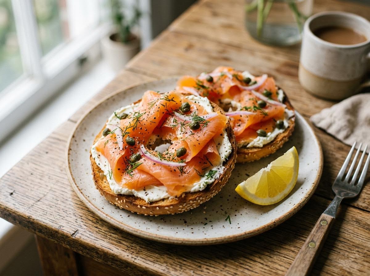 Smoked Salmon Bagel with Cream Cheese