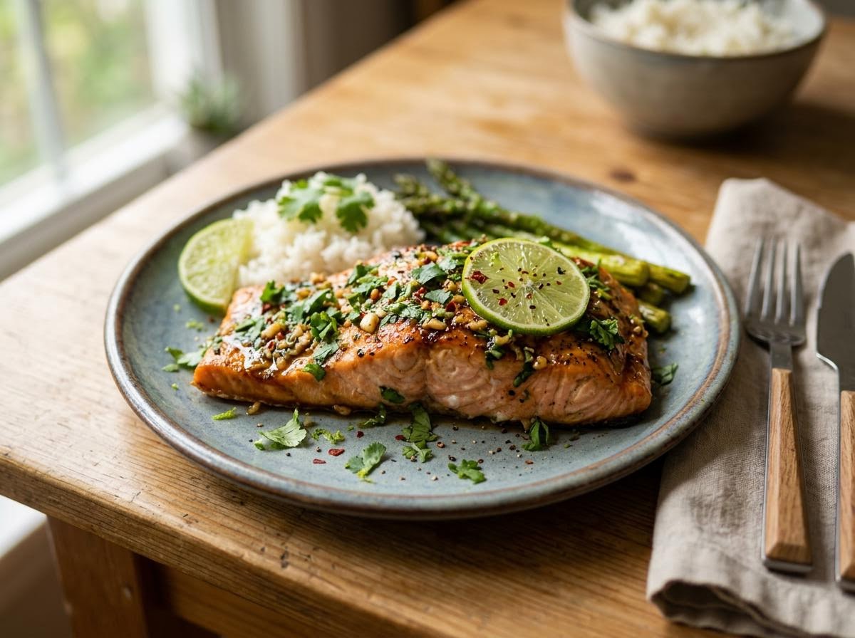 Thai Baked Salmon with Lime and Cilantro