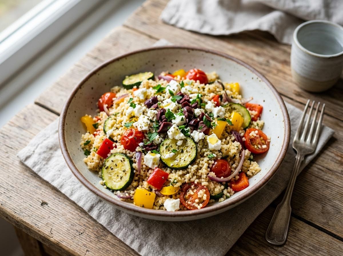 Microwave Greek Couscous with Vegetables