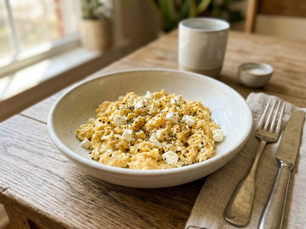 Microwave Greek-Style Scrambled Eggs