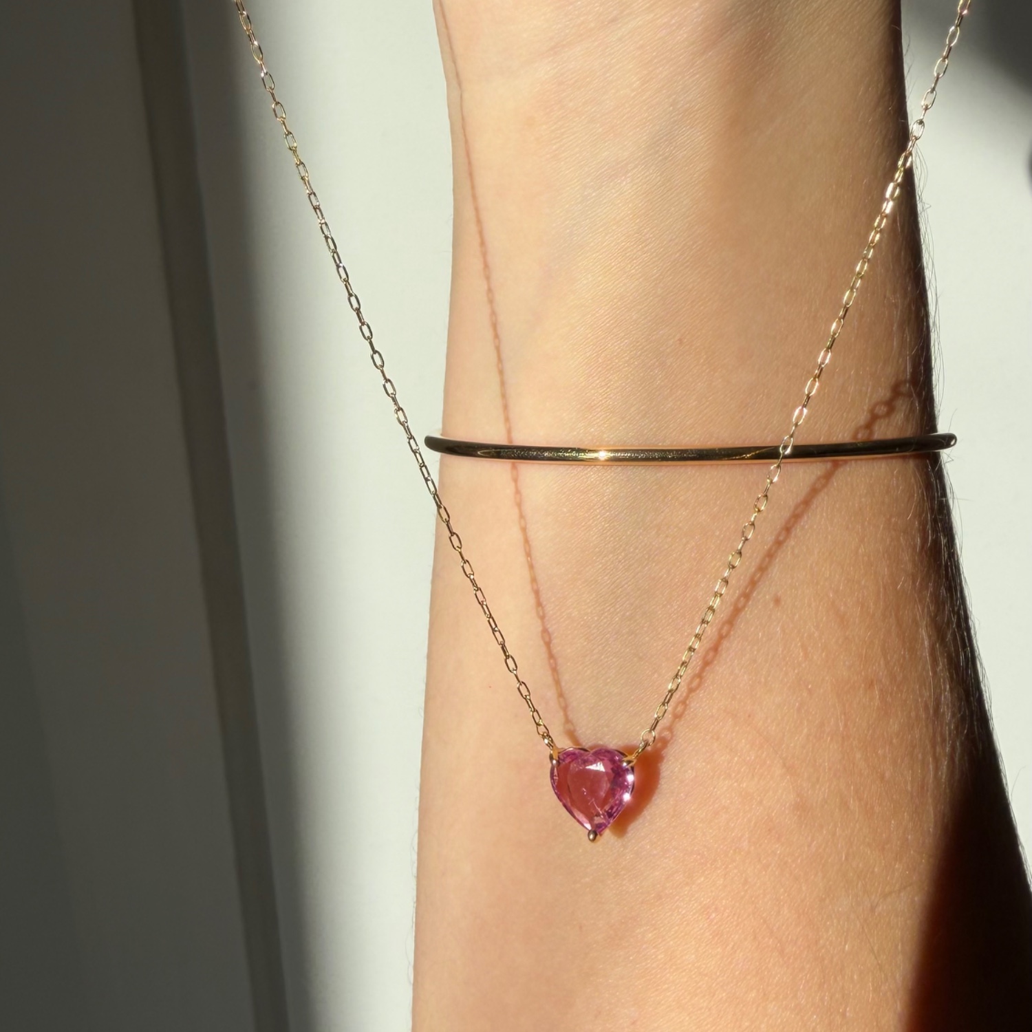 Heart Shaped Pink Sapphire Necklace
