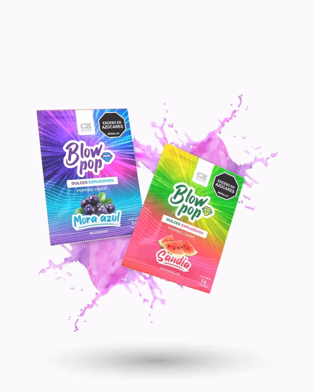 Blow Pop Dulce Explosivo Sabor Mora Azul y Sandía 1
