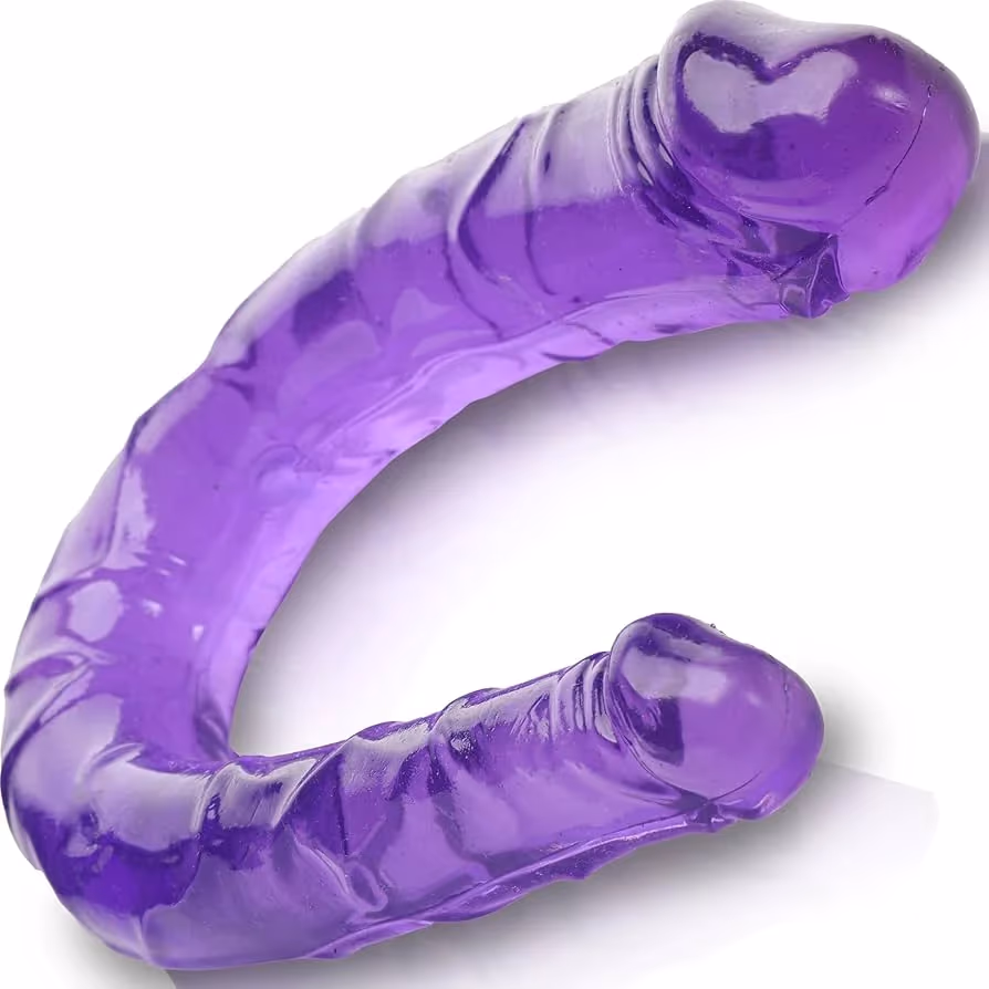 Dildo Doble Flexible en Silicona Morado 1