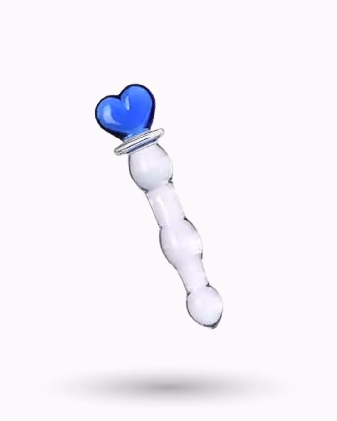 Dildo de vidrio con corazón azul 20 cm 1