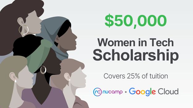 Women in Tech Scholarship sponsored by Nucamp and Google Cloud