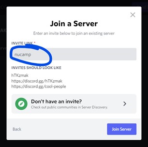 Add Nucamp Server to Discord