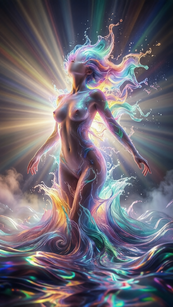 Ethereal Emissions Abstract Art | Surreal Erotic Nudes & Glowing Fluids | NudieLab AI