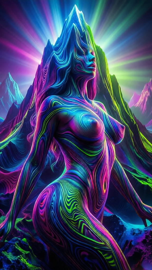 Psychedelic Peaks Abstract Nude Art | AI-Generated Surreal Erotic Highs