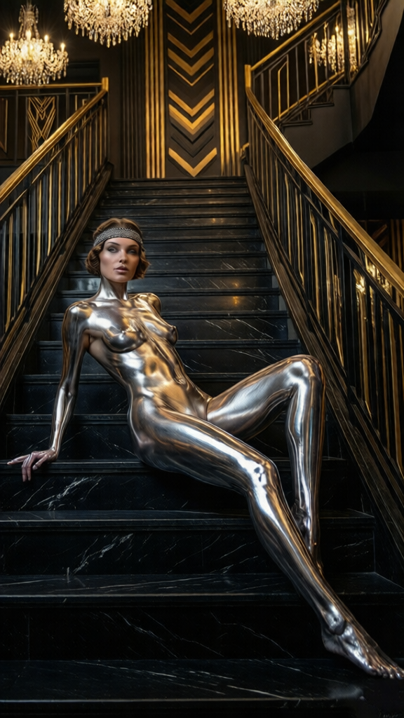 Art Deco Chrome Curves Erotic Nudes