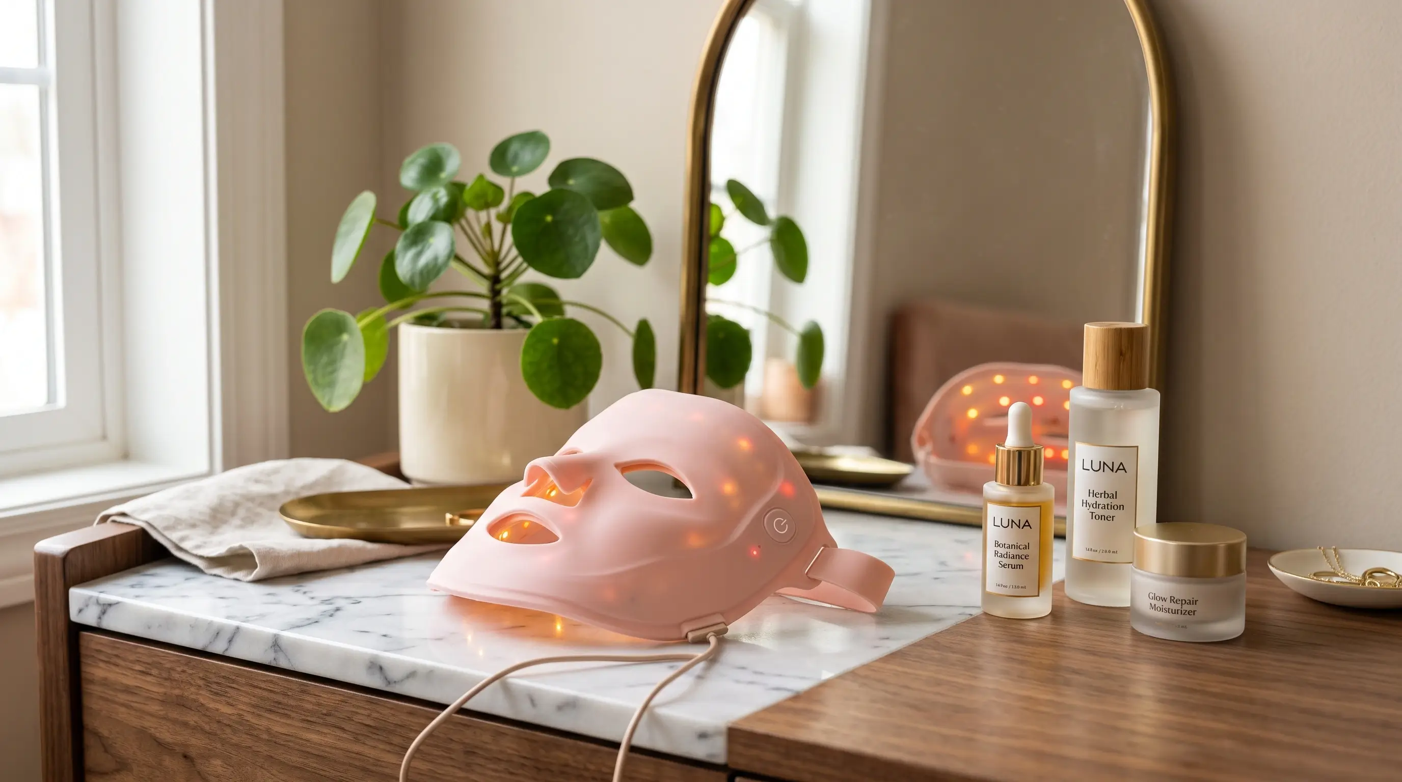 Dispositif de masque LED visage à domicile pour photothérapie douce