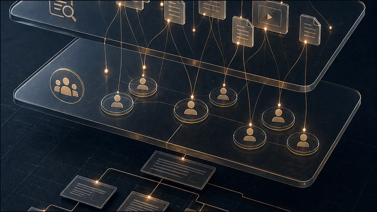 Layered source and outcome signals connect customer questions to AI answers and business inquiries