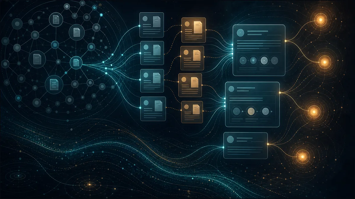 Layered website paths connect service pages, outside proof, AI answers, and customer calls