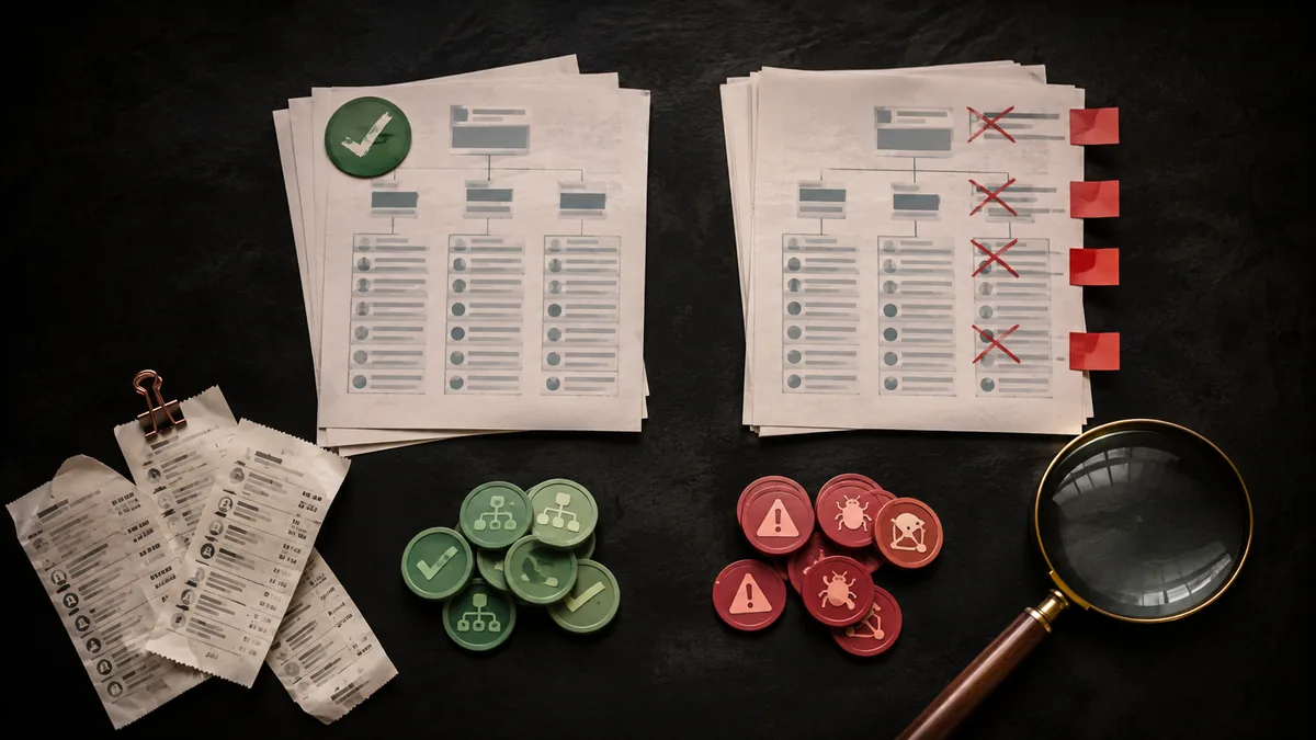 Overhead table with sitemap pages, inaccurate date stamps, source receipts, and crawl queue tokens