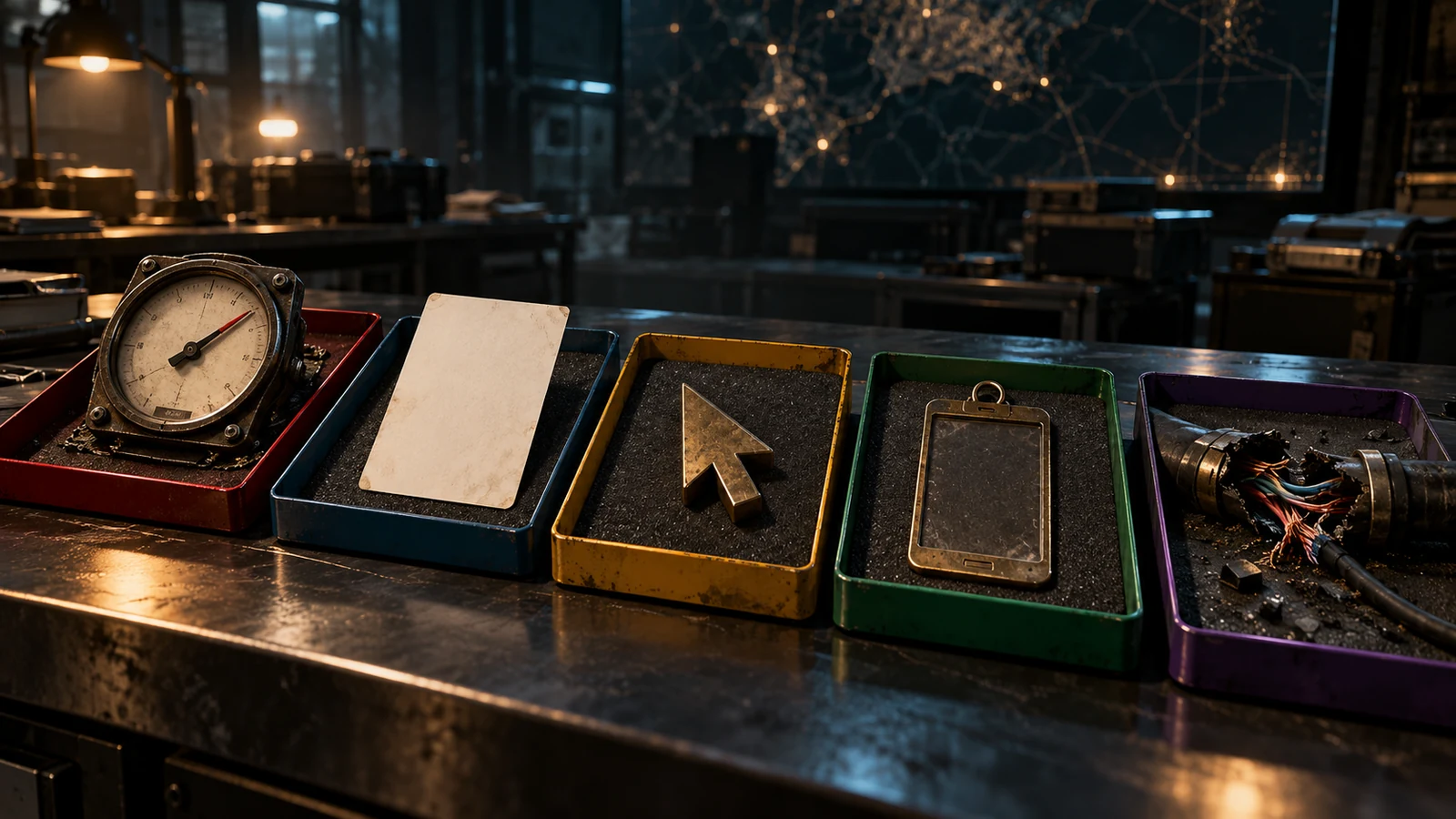 Five colored evidence trays separate a false alarm, page decline, click decline, conversion decline, and technical outage