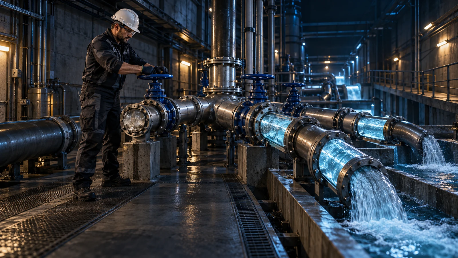 A network technician adjusts one controlled valve while keeping approved search and AI discovery routes open
