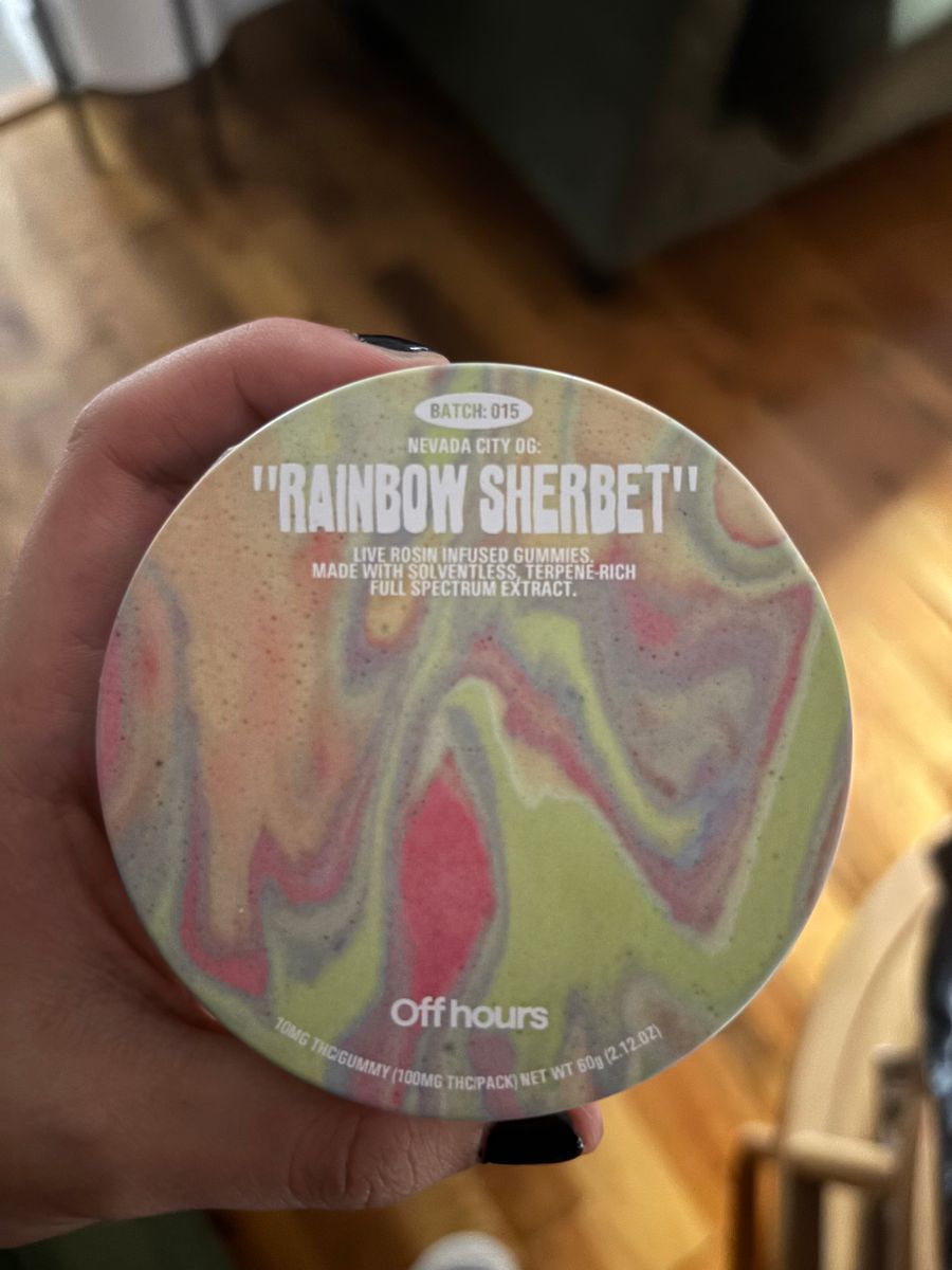 Off Hours Rainbow Sherbet Live Rosin Gummies