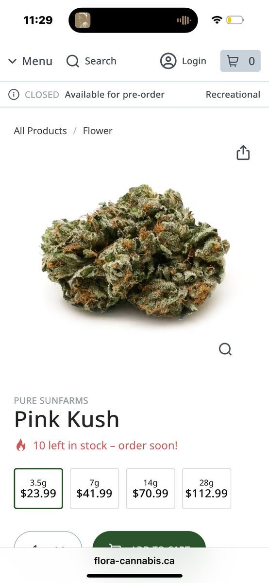Pure Sunfarms Pink Kush