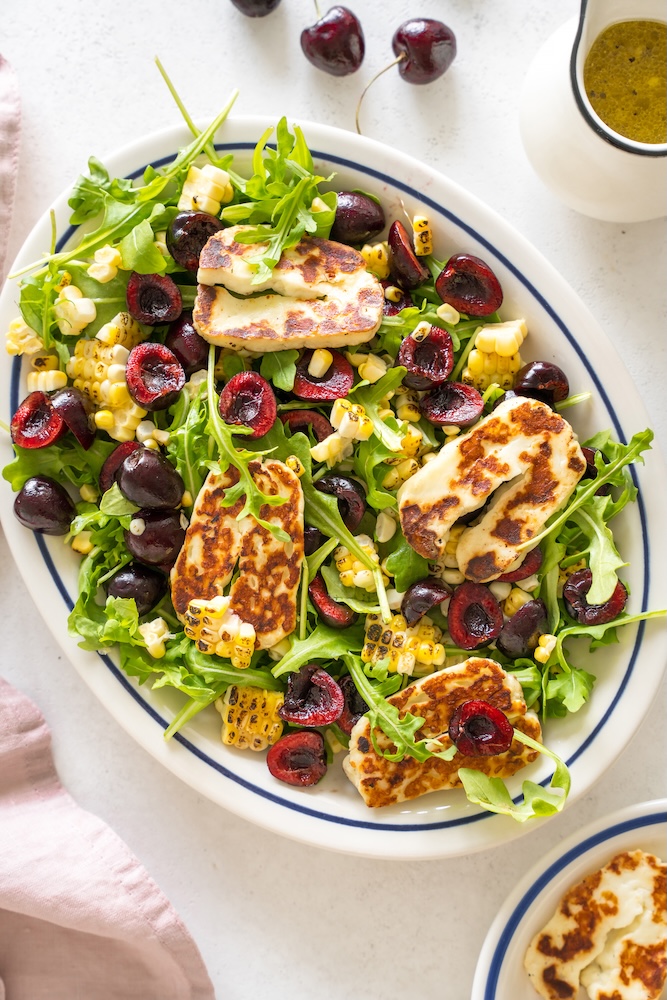 Cherry & Halloumi Salad with Orange Vinaigrette