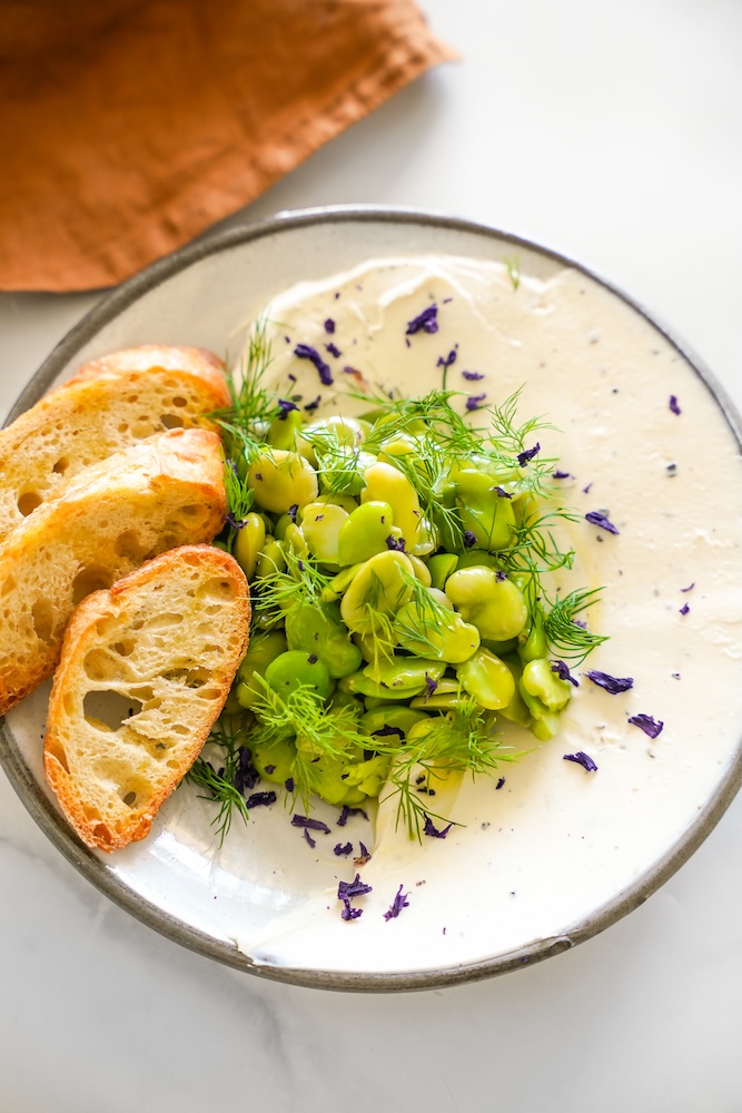 Whipped Ricotta with Broad Beans & Toasted Bread