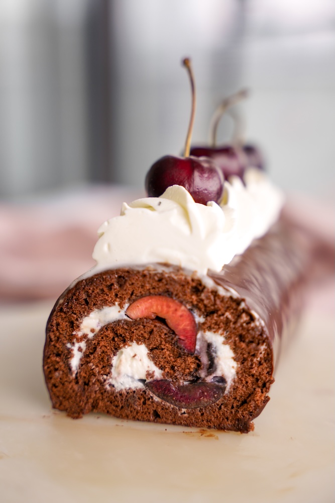 Black Forest Swiss Roll Cake
