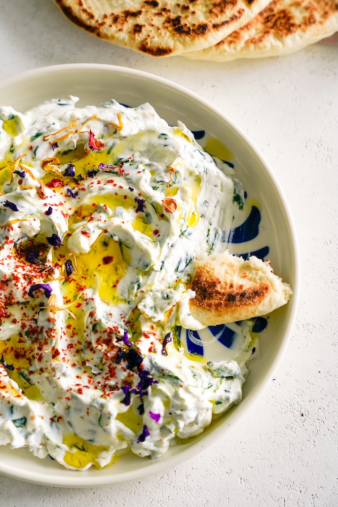 Preserved Lemon & Spinach Labneh With Pita