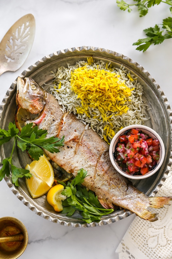 Sabzi Polo Mahi (Persian Herbed Rice With Fish)