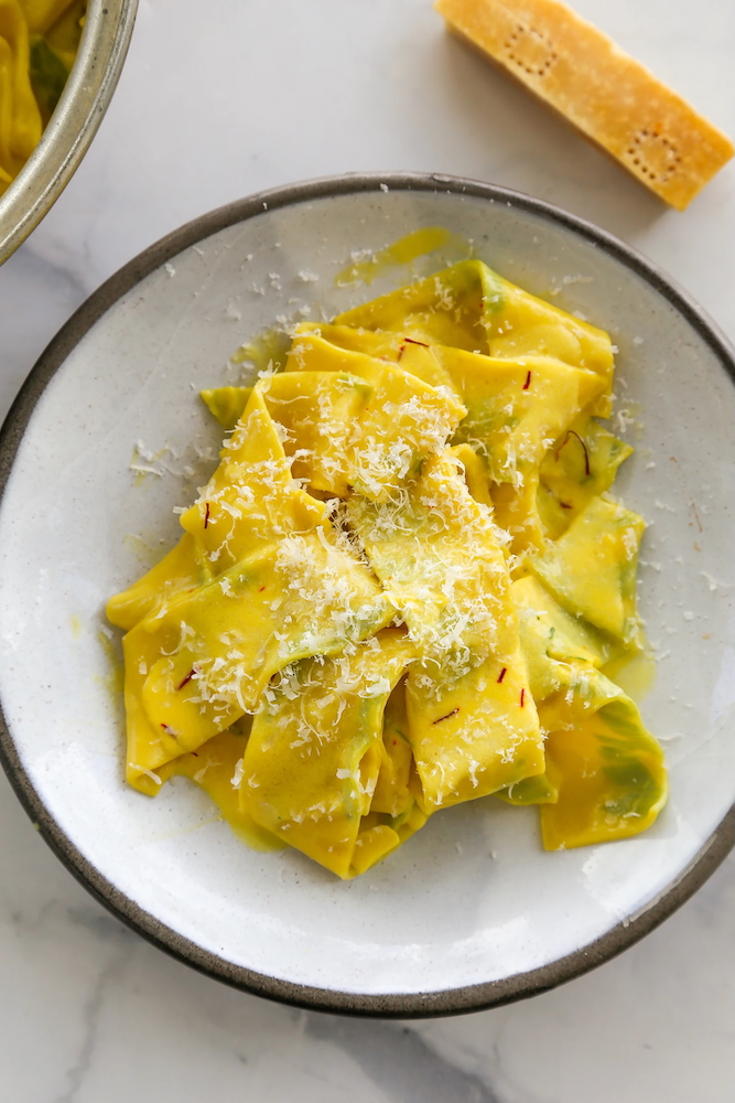 Pappardelle Pasta With Creamy Saffron Sauce