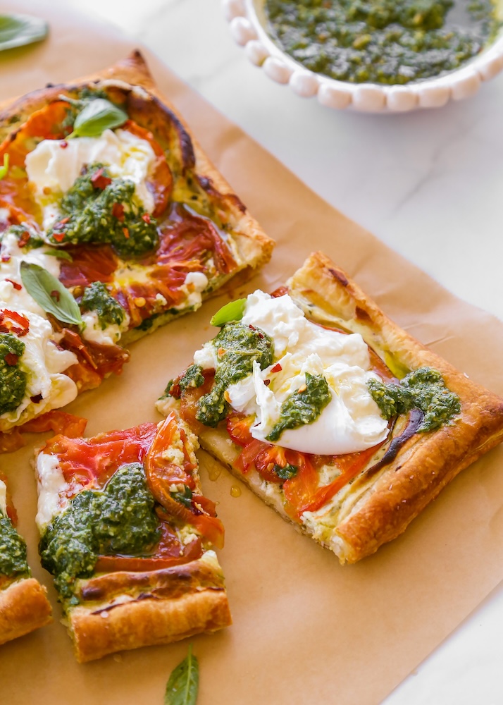 Tomato Tart With Pesto & Burrata