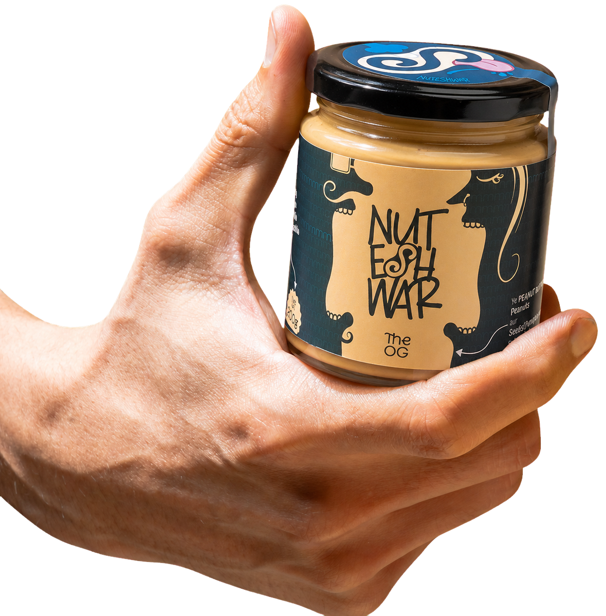 Hand holding a The OG jar
