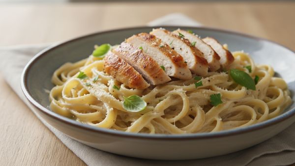 Lighter Chicken Fettuccine Alfredo