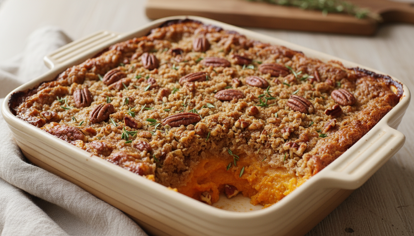 Wholesome Sweet Potato Casserole with Hearty Pecan Streusel