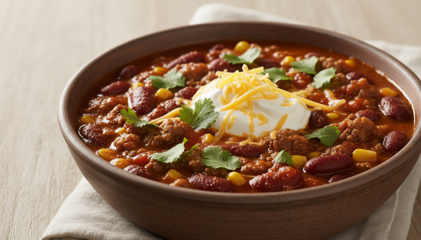 Lean and Hearty Three-Bean Beef Chili