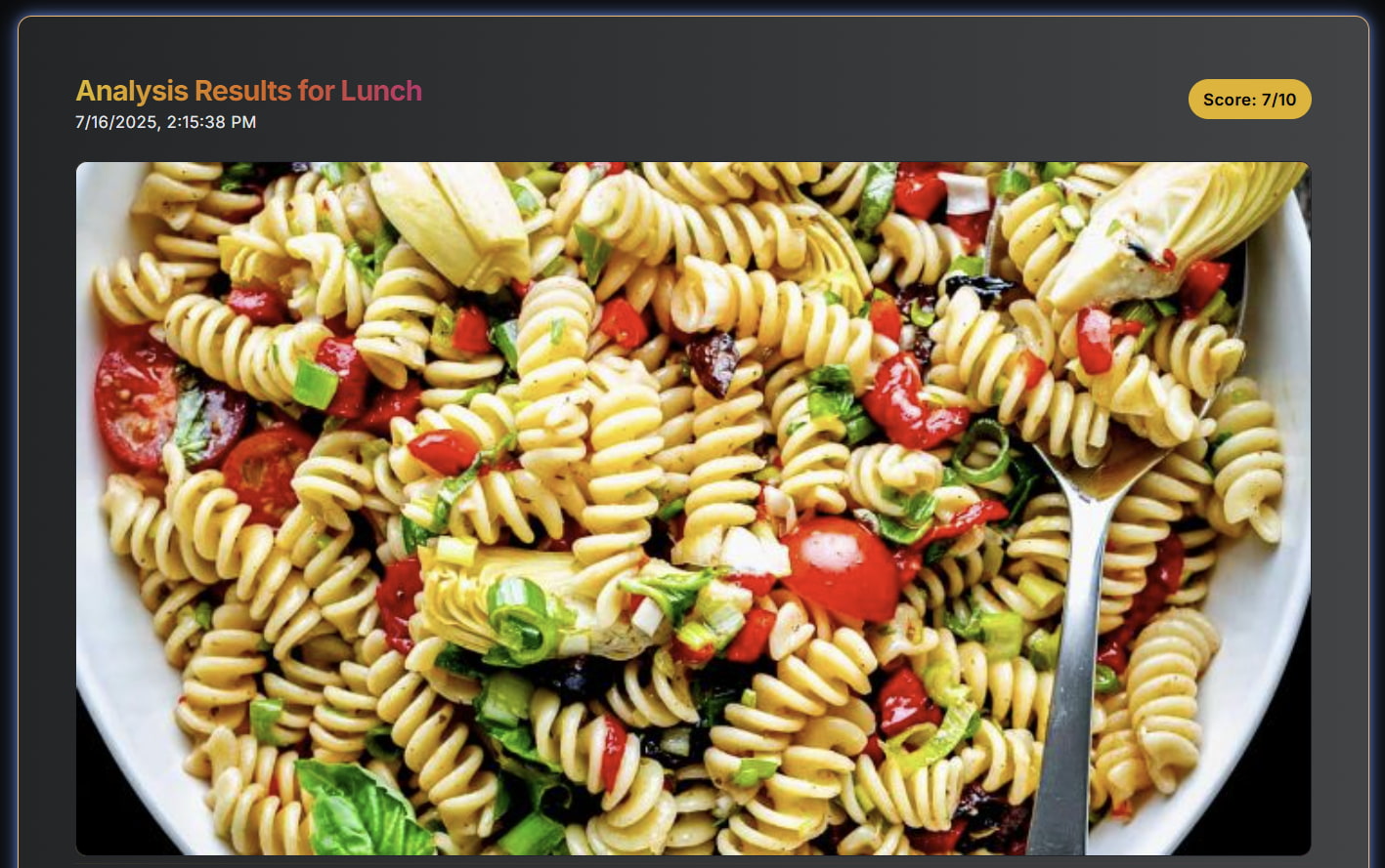 Comprehensive Meal Analysis - Food Recognition