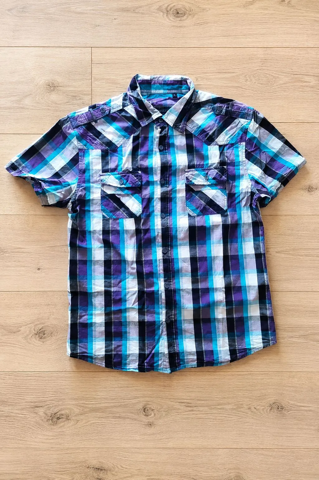 Camisa manga corta de cuadros Clockhouse – Talla L 2