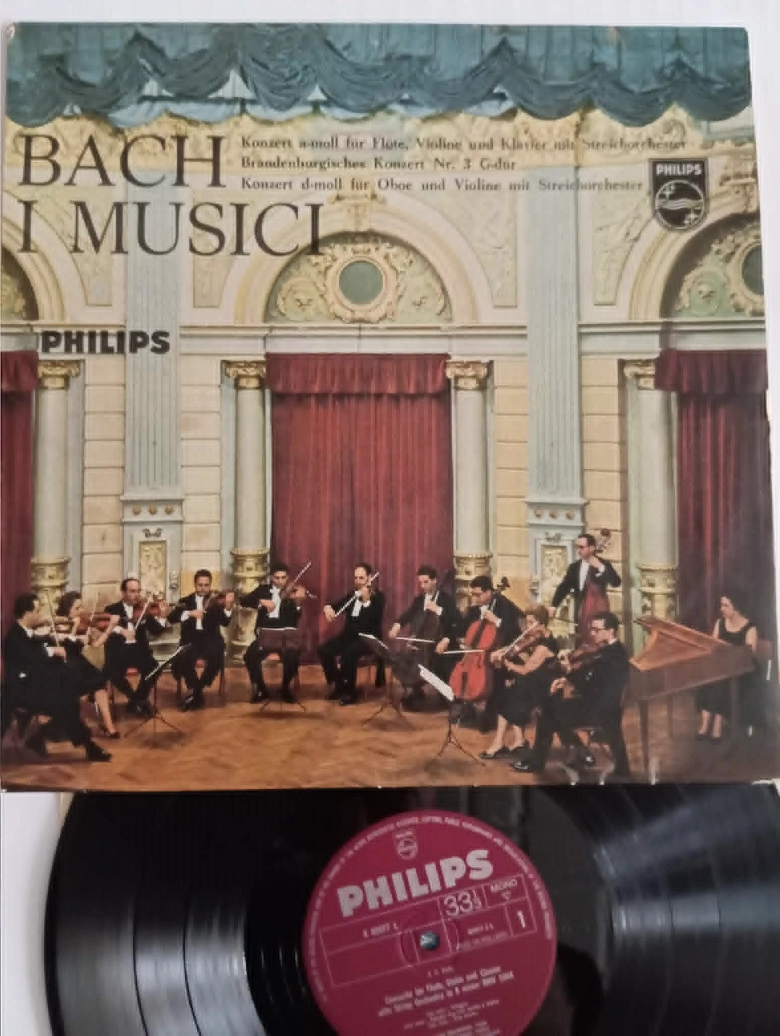 Bach, I Musici - Concerto For Flute, Violin /Brandenburg Concerto No. 3 (LP, Mono)(115ND1) 1