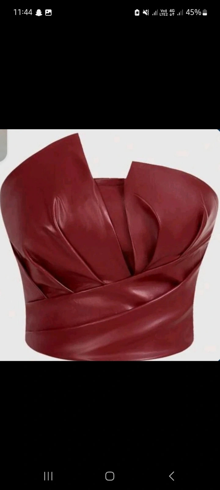 Burgundi műbőr top S méret 1