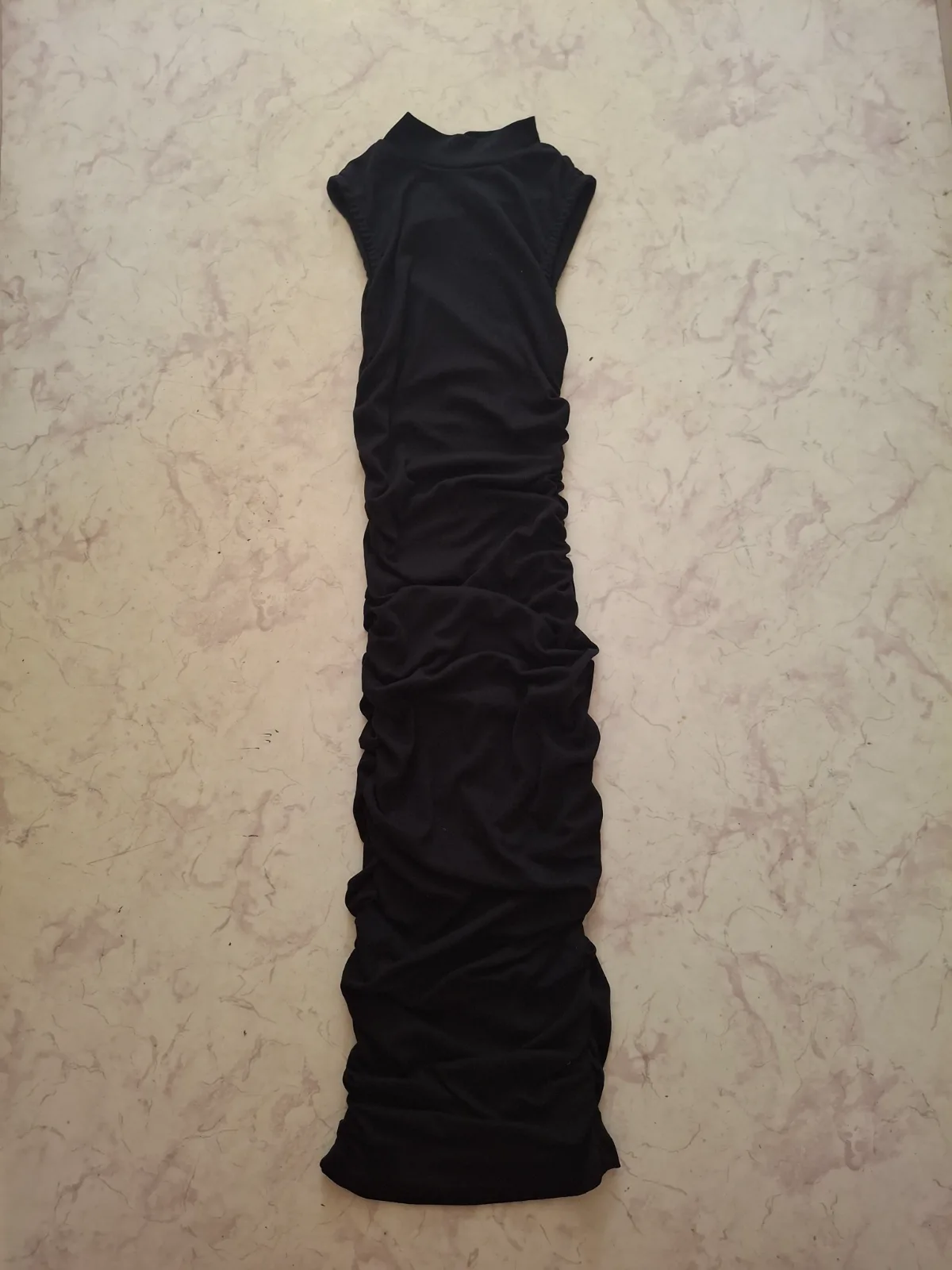 Shein fekete ráncolt hosszú ruha 3