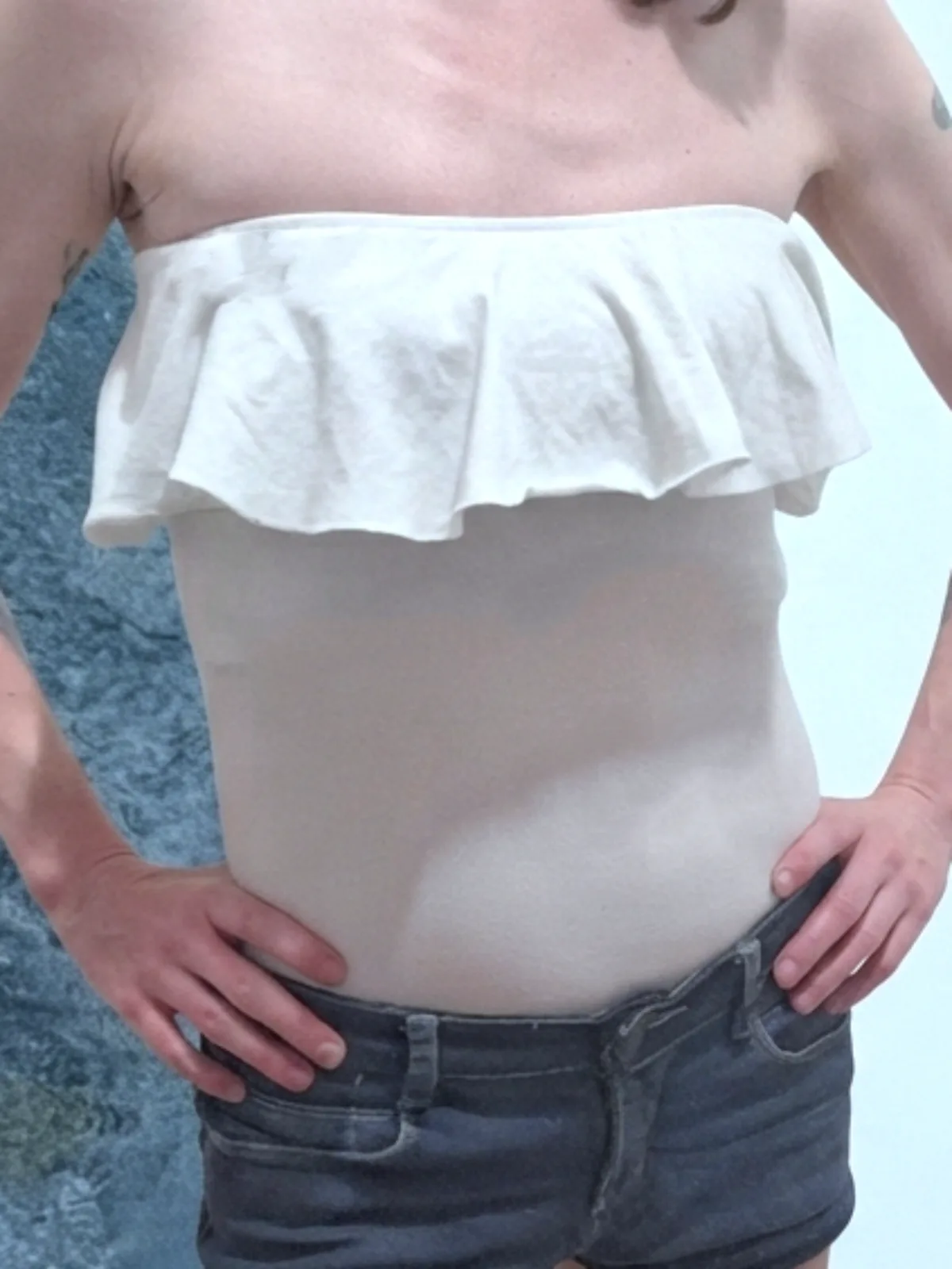 Bershka fehér variálható felső részű body 4