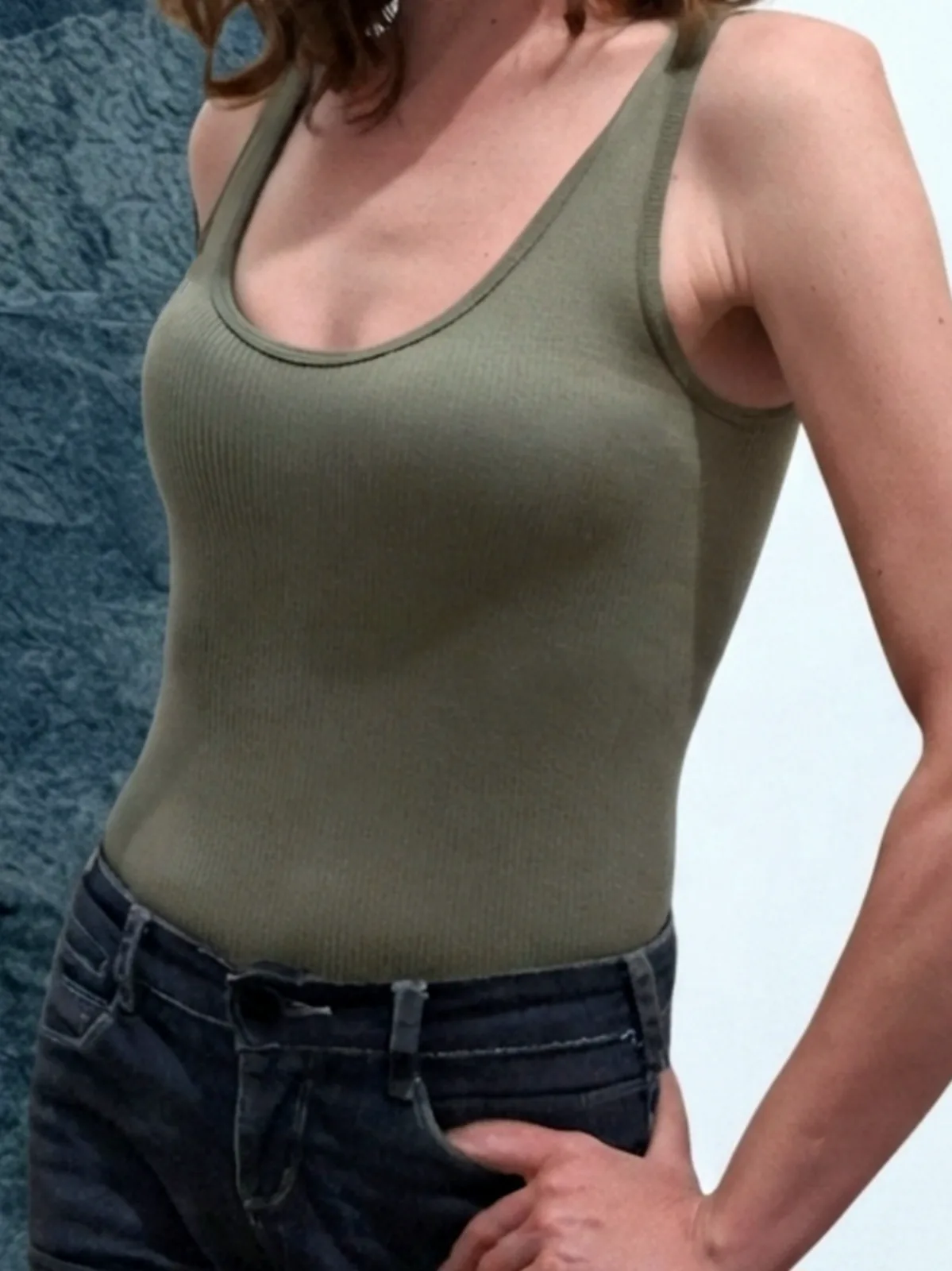 Zara khaki színű bordázott body 1