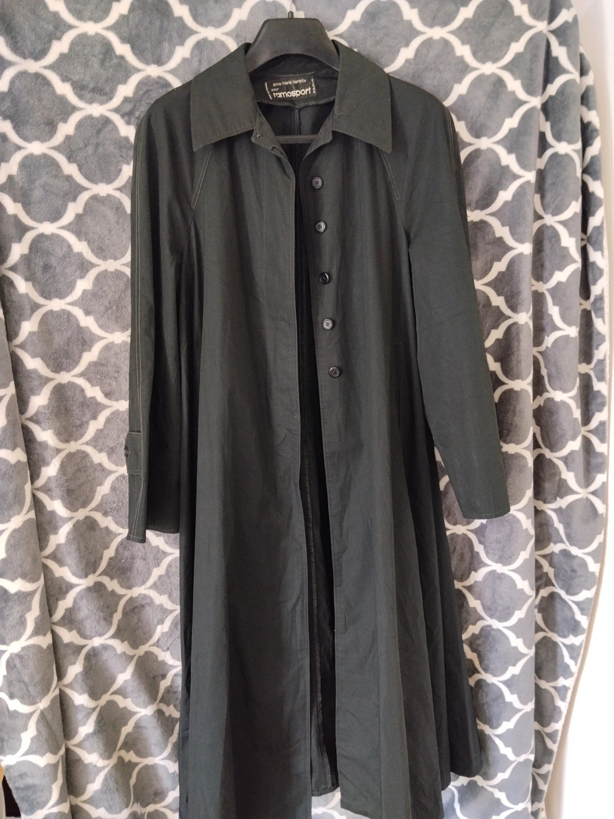 Anne-Marie Beretta Ramosport vintage designer oversized fekete A-vonalú kabát, gyűjtői darab 1
