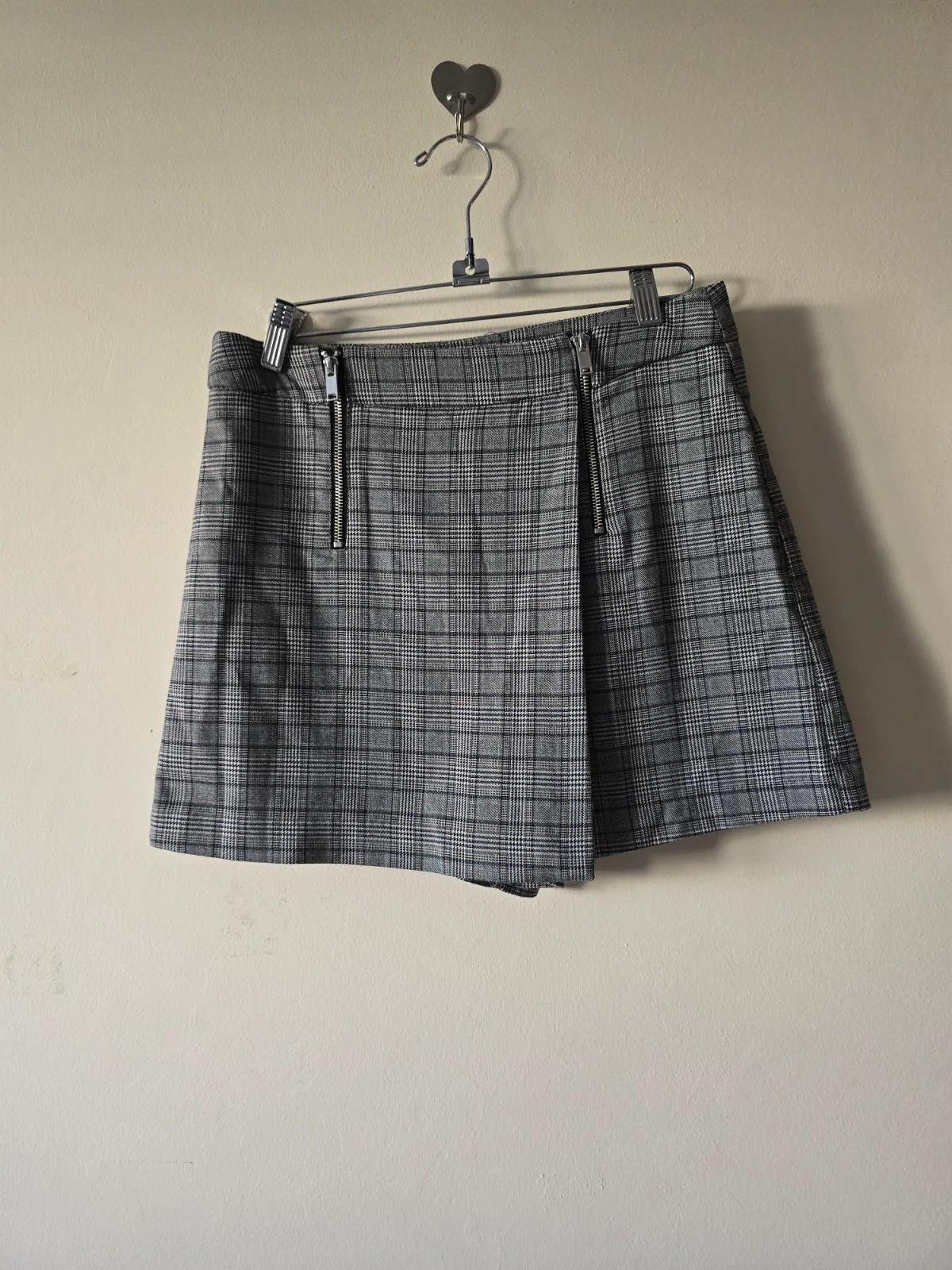 Falda-pantalon a cuadros gris con cordón ajustable Stradivarius-talla 38 1