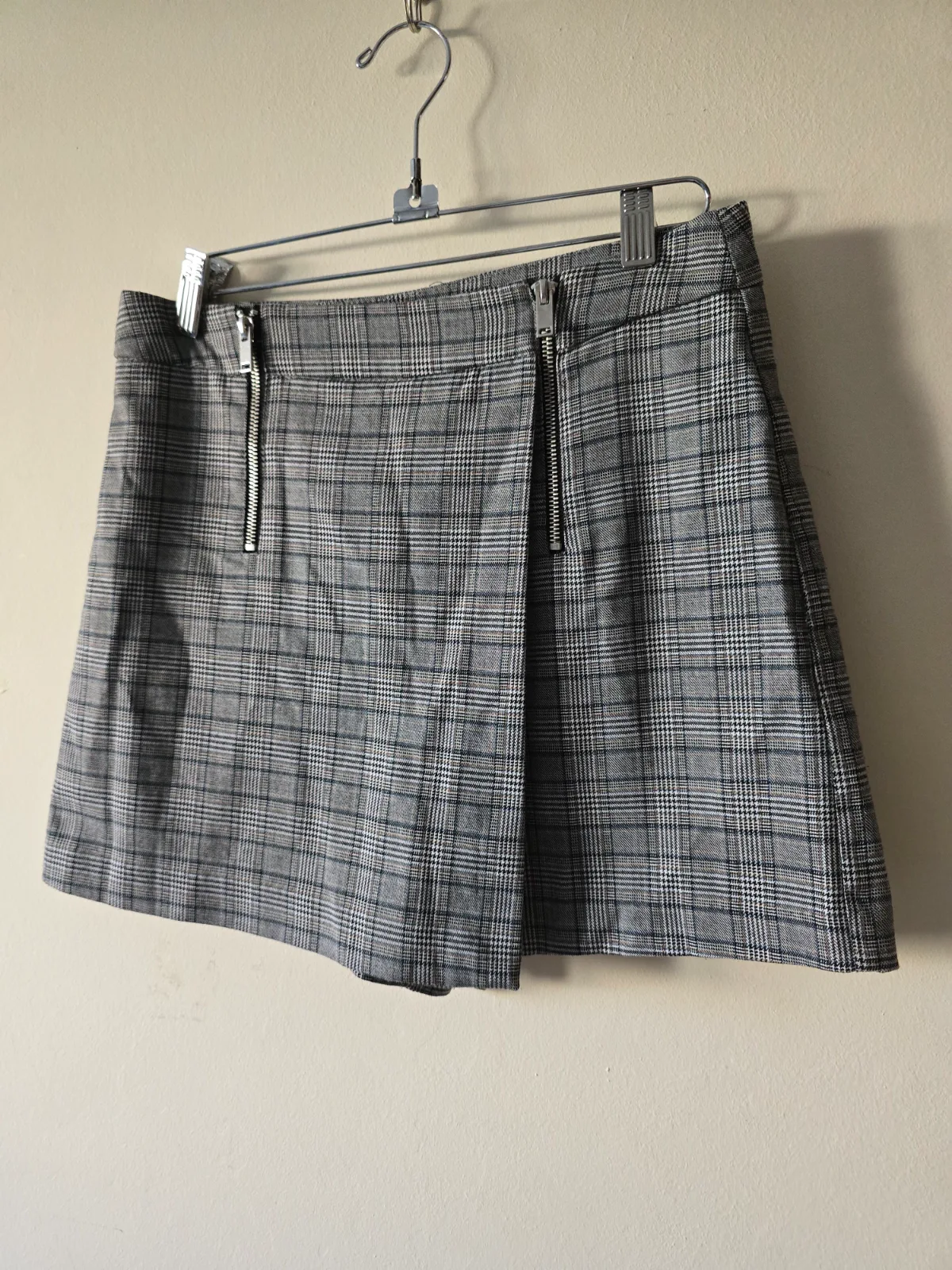 Falda-pantalon a cuadros gris con cordón ajustable Stradivarius-talla 38 3