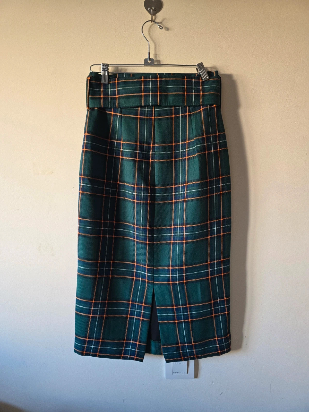 Falda tubo midi Zara cuadros escoceses con cinturón | Talla S 3