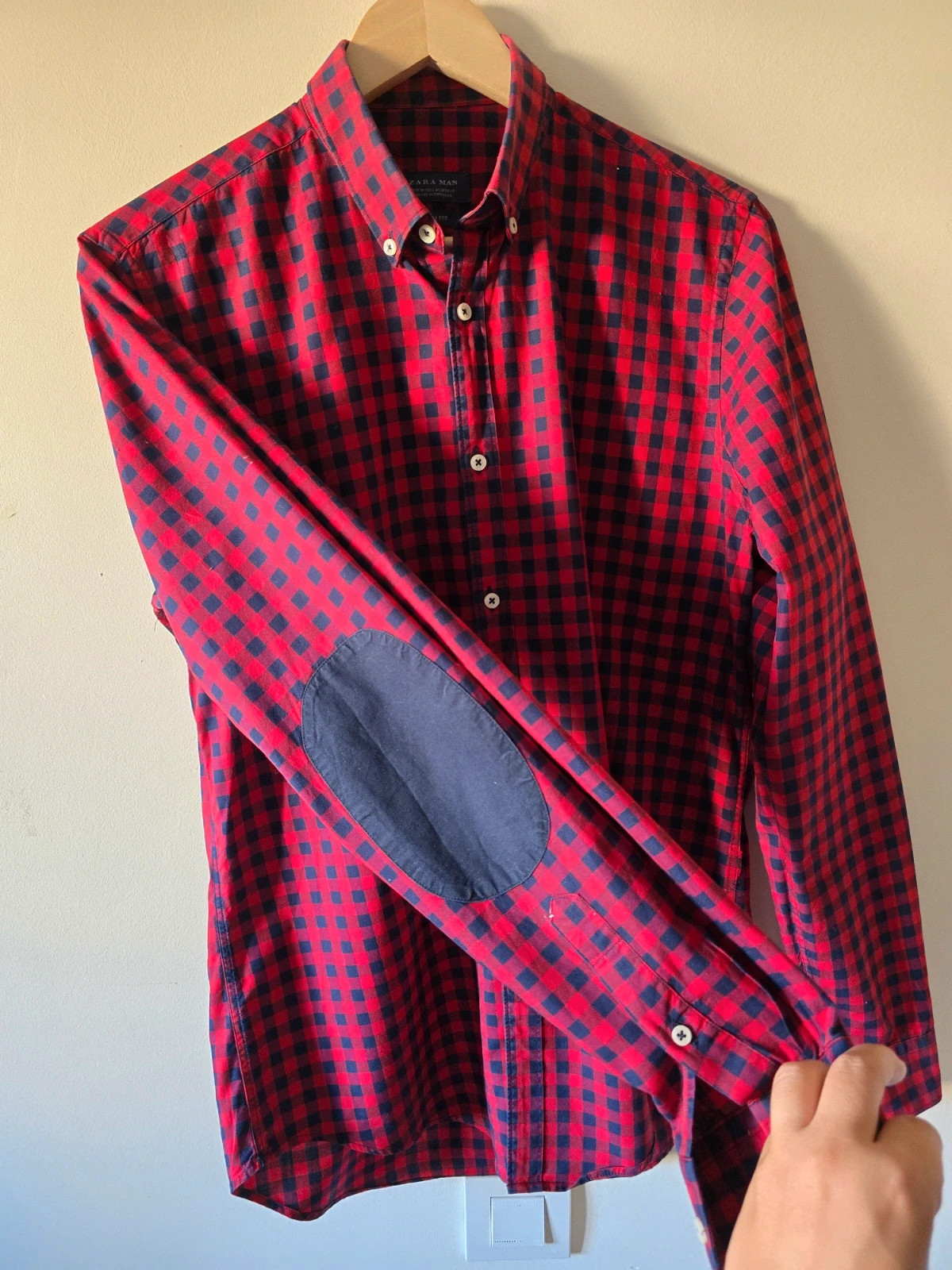 Camisa hombre Zara Man cuadros rojo y azul | Talla M Slim Fit 2